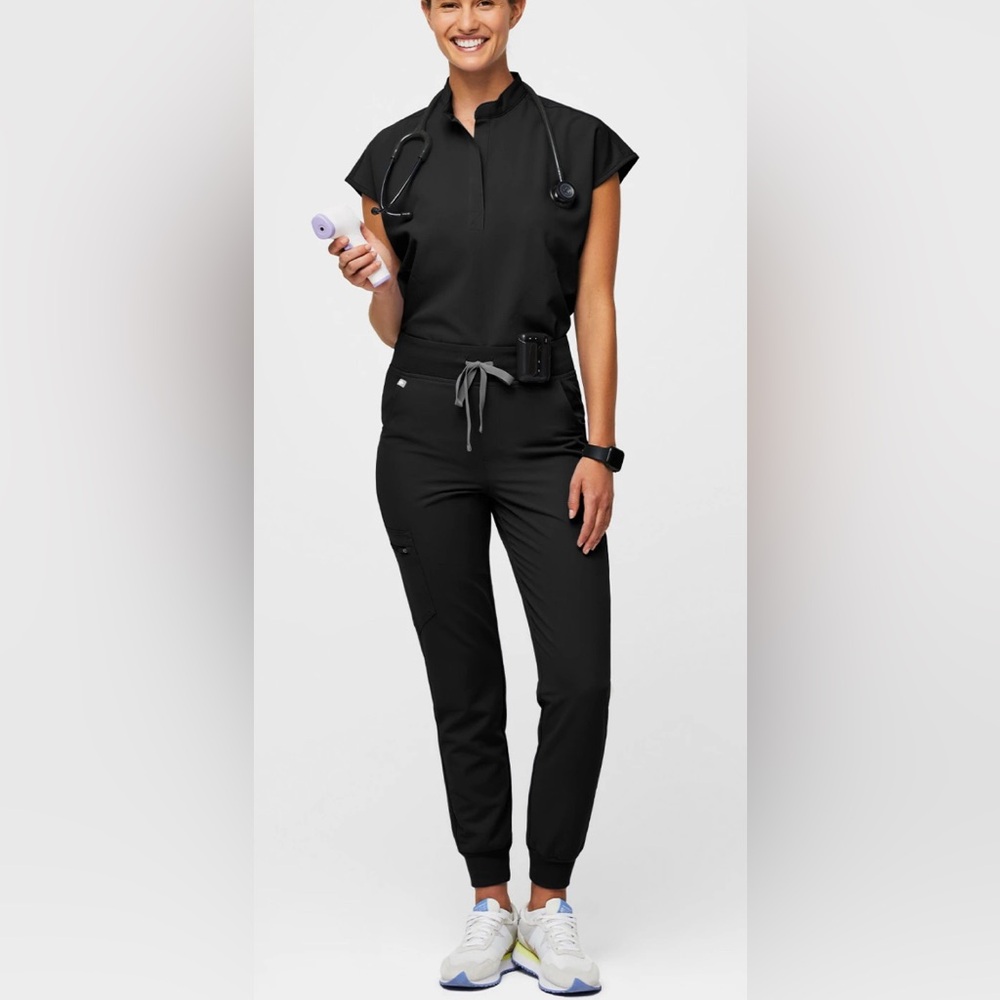 Figs Zamora Scrub Pants High Waisted Black 2XL